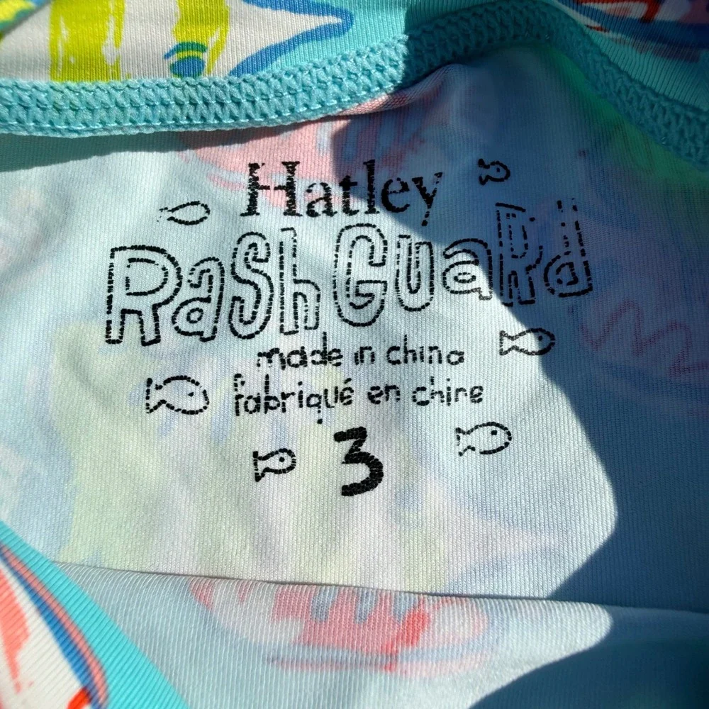 Hatley Girls Toddler Size 3 Tropical Fish Print Rash Guard Swim Shirt Turquoise